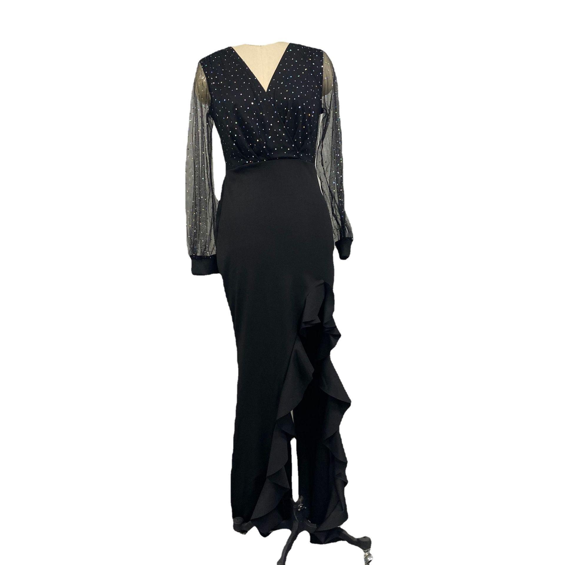 Women's Vintage A-Line Evening Prom Dresses Long Sleeves Natural Waist Anti-Static 100% Polyester for Parties Maxi Length OEM