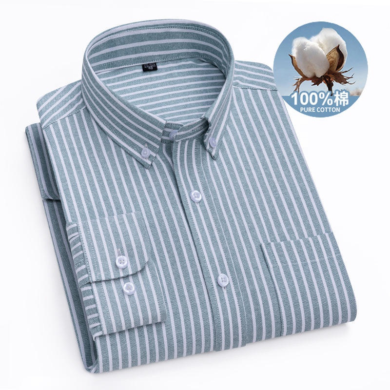 Men's Professional Oxford Workwear Spandex/Modal/Silk Long-Sleeved Solid Casual Shirts Anti-Wrinkle Breathable Quick Dry Office