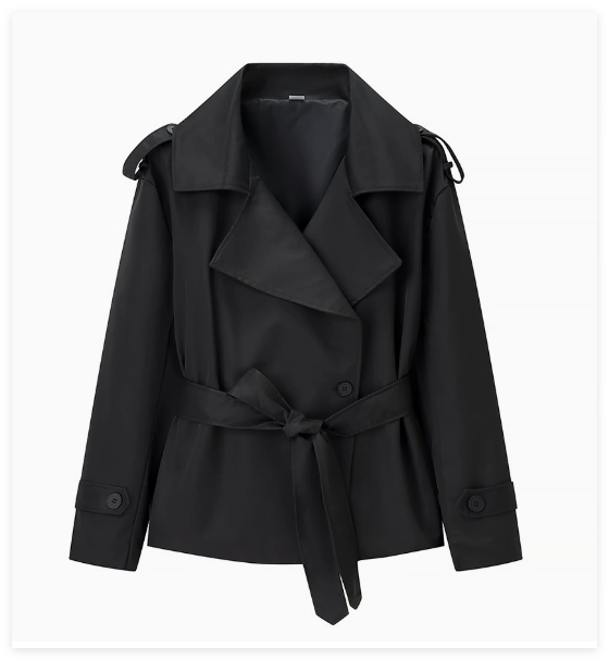Petite Minimalist Design Short Trench Coat Double-Breasted Women's Custom Workplace Versatile Outerwear