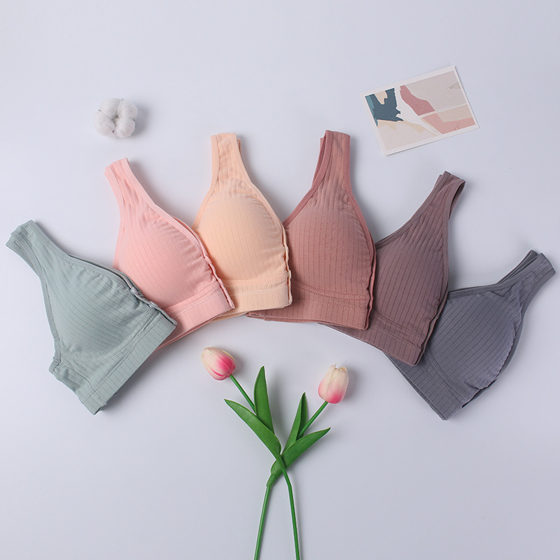 1018# Girls Plus Size Cotton Breastfeeding Bra Vest Maternity Bra Open Front No Underwire Women Knitted Pregnancy Clothing