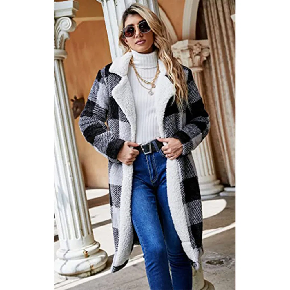 Women's Fashion Winter Coats Fuzzy Fleece Long Sherpa Hooded Jackets Button Down Faux Fur Warm Outerwear
