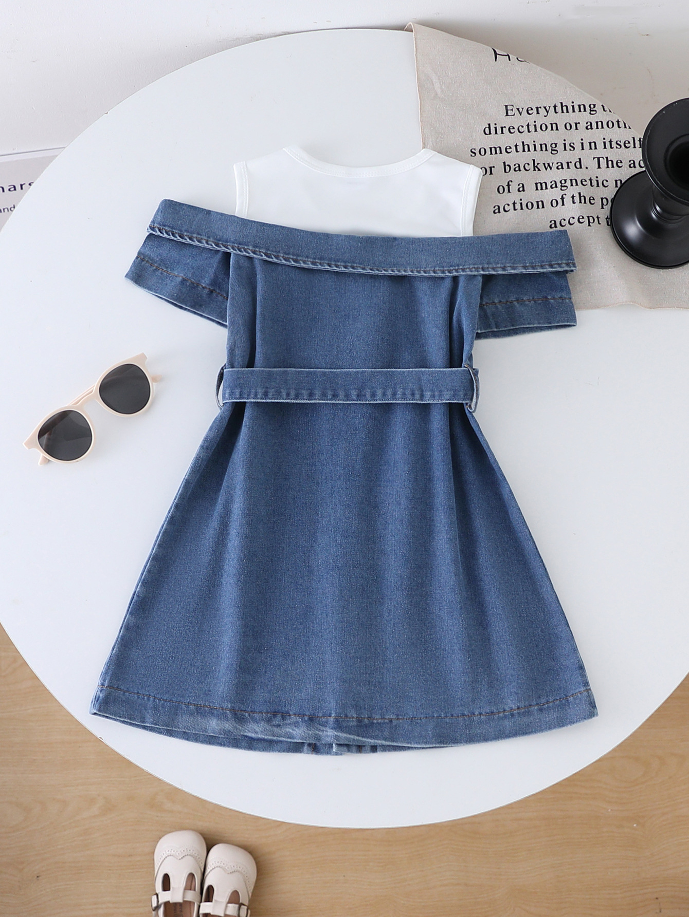 2026 Summer New Small and Medium Sized Splicing Cowboy Short Sleeve Irregular Dress