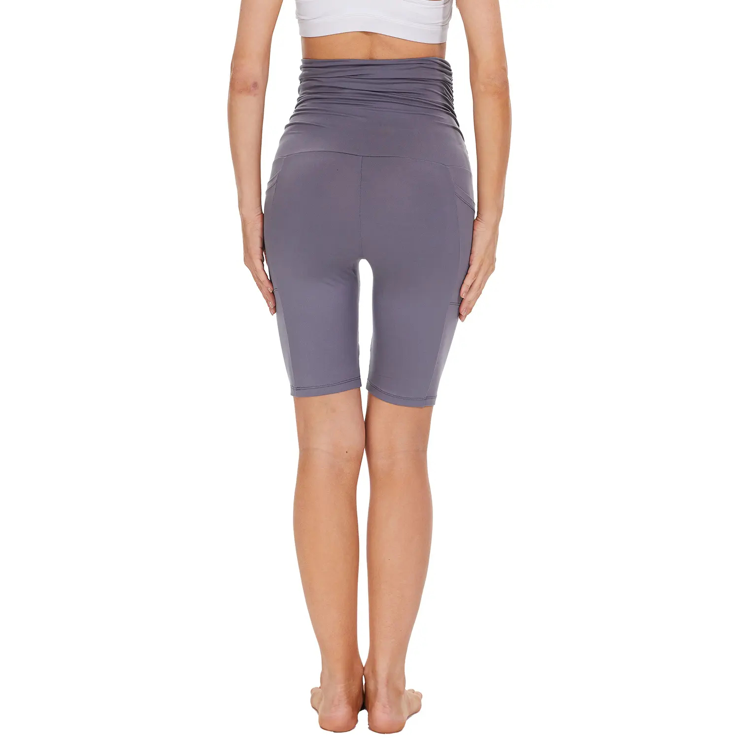 Wholesale Summer Casual Maternity Legging Shorts Comfortable Pregnant Women's Clothing Custom Logo Silk Spandex Stylish Stretchy