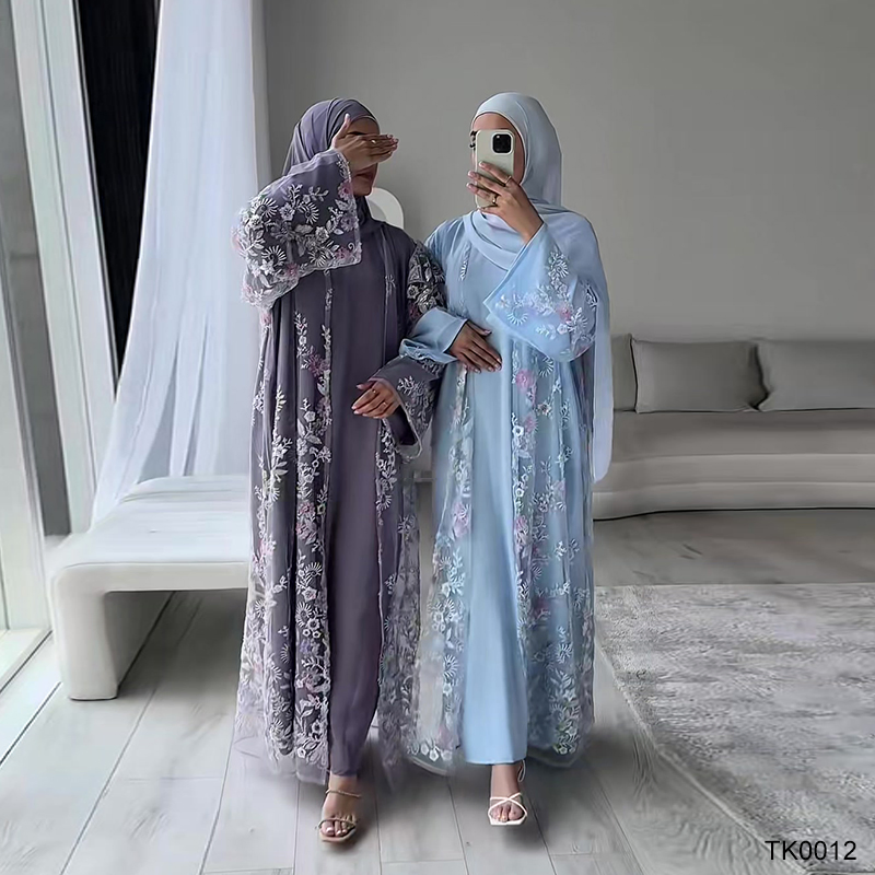 Wholesale Lace Flower Beaded Abaya for Modest Fashion