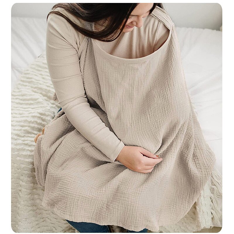 Cotton Gauze Comfortable Nursing Shawl Soft Adjustable Breastfeeding Cover for Maternity Clothing