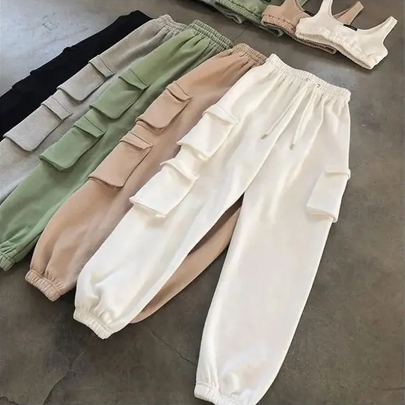 2025 Wholesale High Quality Unisex Three Pocket Harem Pants Ladies Trouser Jogger Workout Cargo Pants for Women
