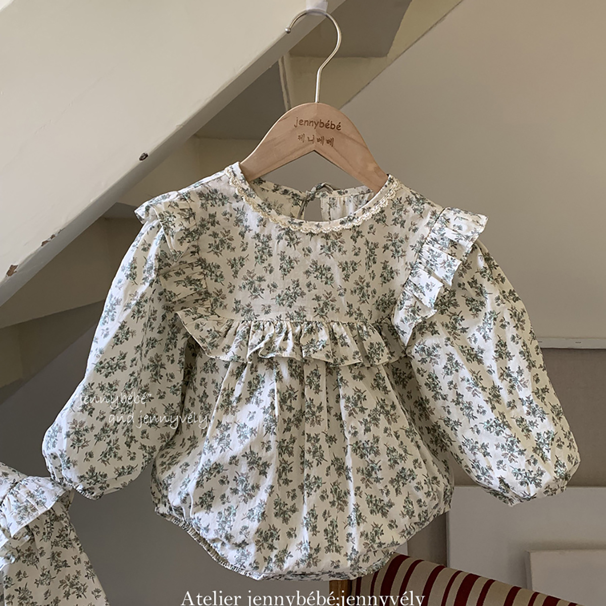 Custom Logo Autumn Baby Girls Clothing Small Broken Flower Baby Romper Flying Sleeve Kids Girls Clothing Baby Girls Dress