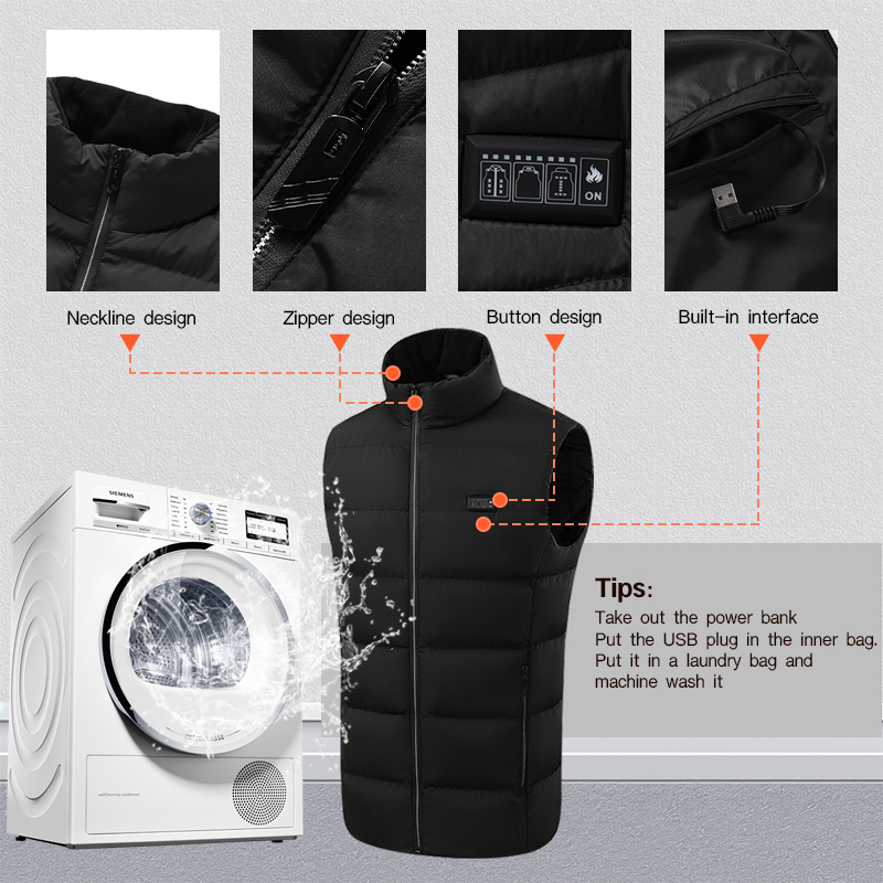Custom Logo Winter Heated Apparel USB Heating Waistcoat Multi Zone Heated Gilet Dual Four Control Smart Electric Heated Vest
