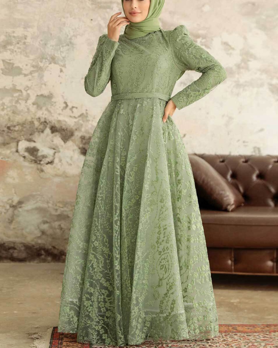 OEM Custom High Quality Dubai Elegant Lace Party Wear Modest Evening Dress