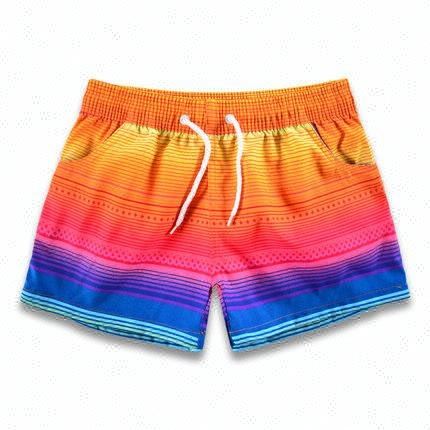 Unisex Summer Quick Dry Anti-Bacterial Beach Shorts Elastic Waist Pockets Spandex/Polyester Printed Surf Board Swimwear for