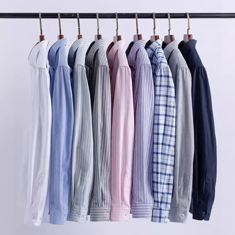Men's Professional Oxford Workwear Spandex/Modal/Silk Long-Sleeved Solid Casual Shirts Anti-Wrinkle Breathable Quick Dry Office