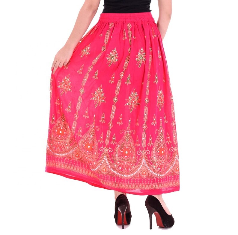 Women's Rayon Maxi Bollywood Skirts Sequins Skirt Boho Belly Dance Hippie Gypsy Rayon Long Sequin Skirt