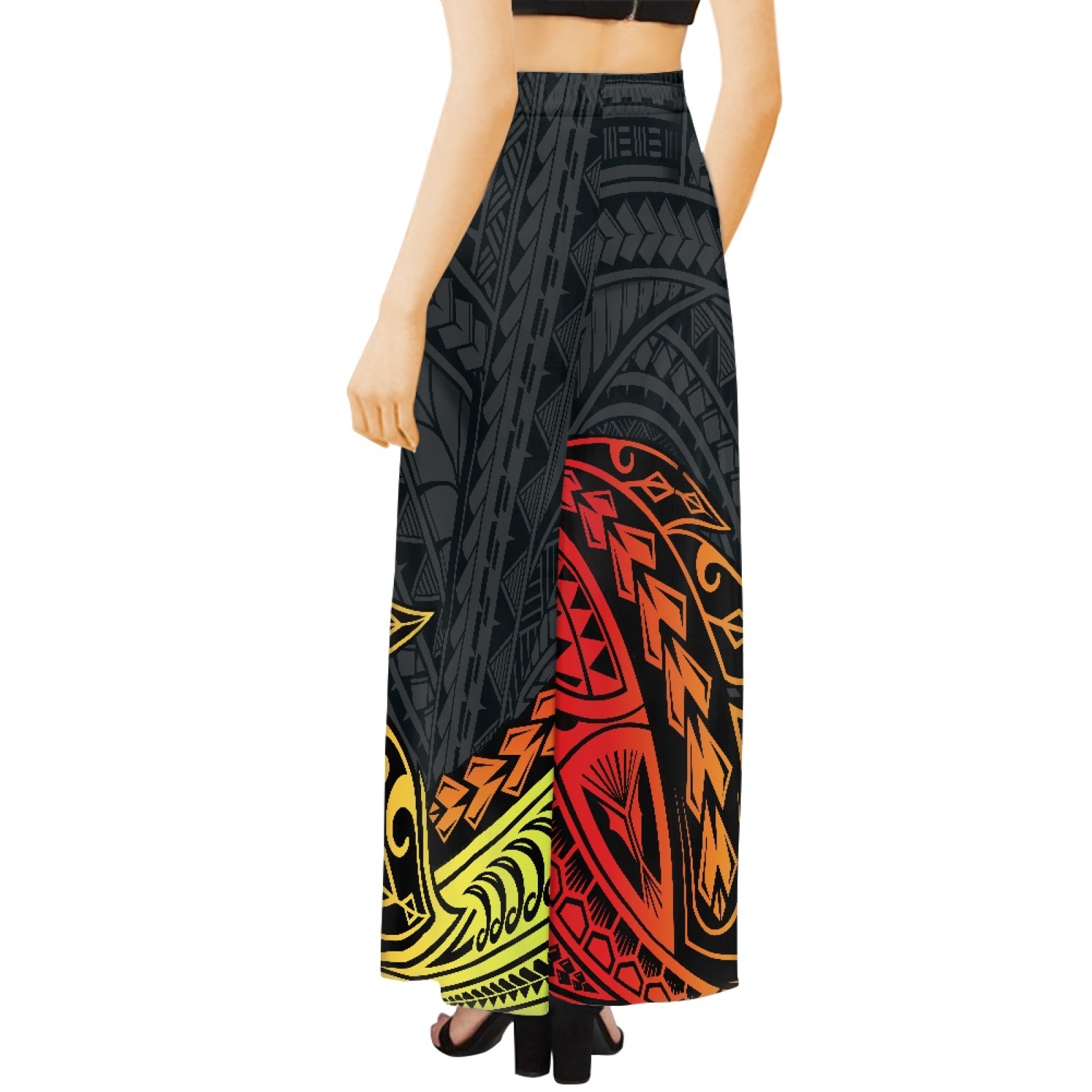 Women's Fall Summer Fashion Baggy Palazzo Pants Custom Pattern Print Polynesian Hawaiian Wide Leg Oversized Trousers Chiffon