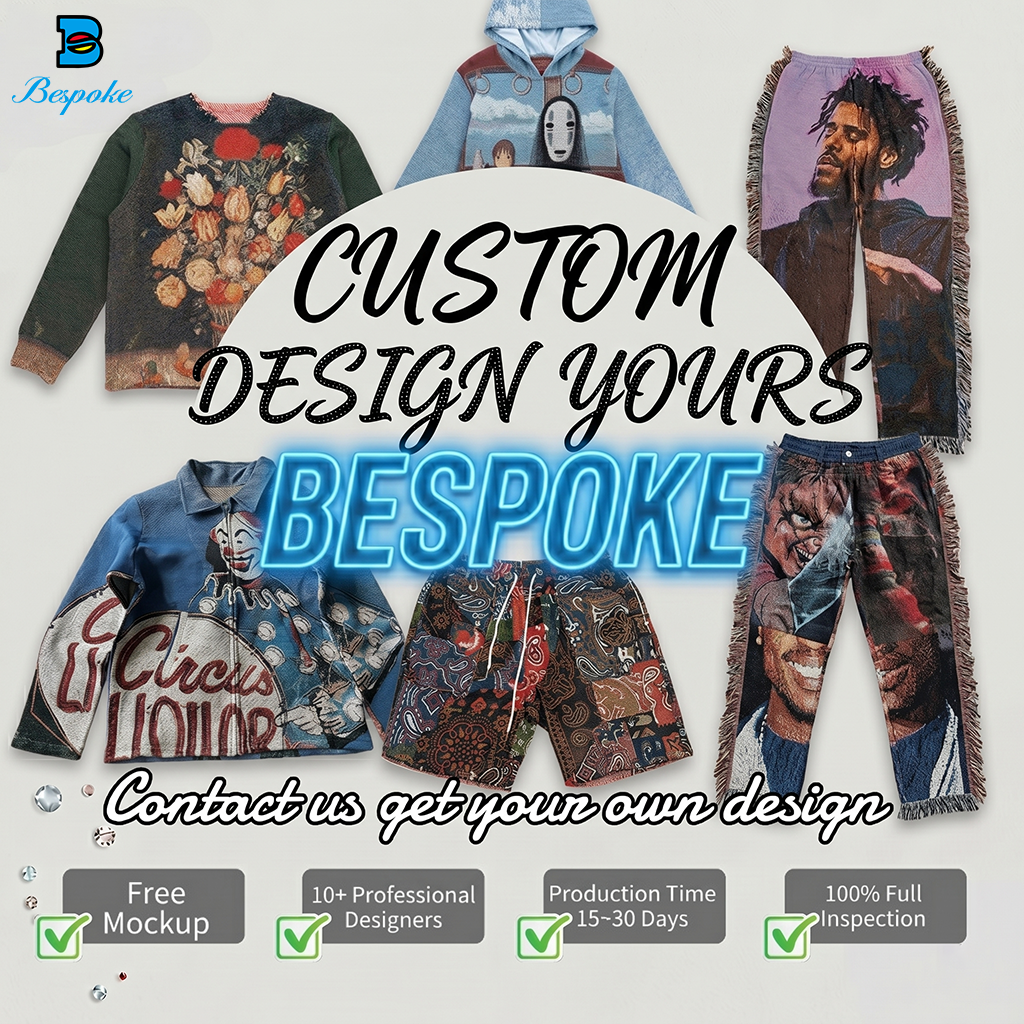 Custom Tapestry Jacquard Vest and Cargo Shorts Set Heavyweight Streetwear Multi Pockets Mens Clothing Blank Suite