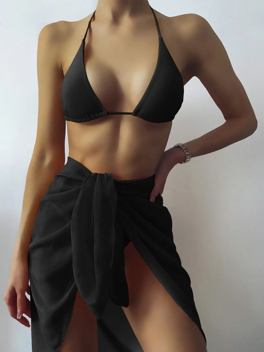 Wholesale Swimsuit Beachwear Fashion Sexy Bikini Set Solid Color Beach Swimwear for Women