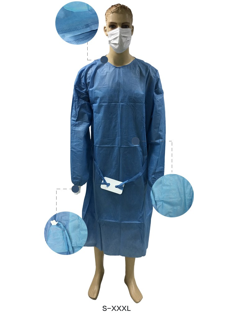 Blue CPE Gown Disposable CPE Isolation Gowns PE Gown Ttumb up Hospital Clothes Level 3
