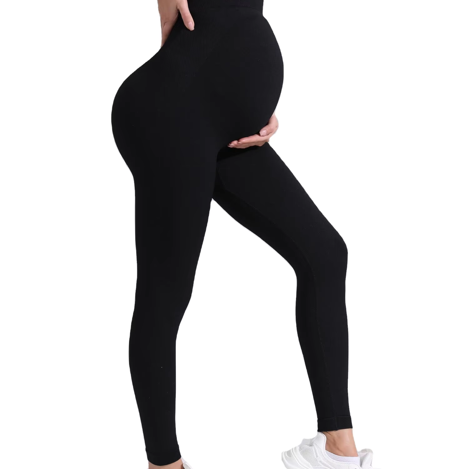 Maternity Leggings Large Size Seamless Striped Patchwork Fashionable Yoga Fitness Leggings