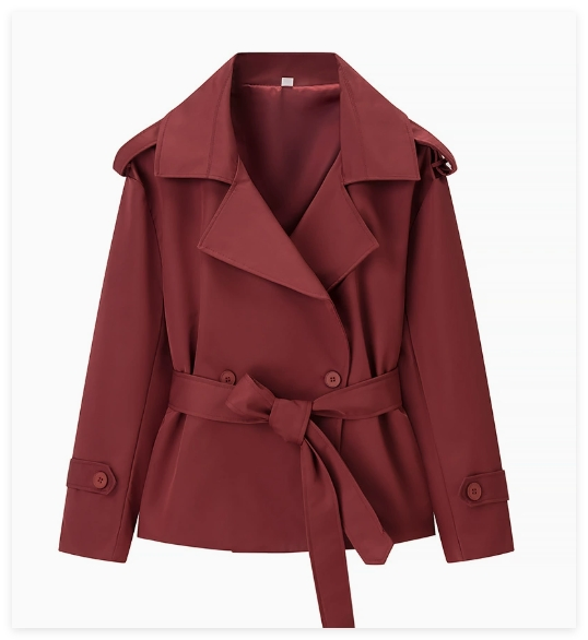 Petite Minimalist Design Short Trench Coat Double-Breasted Women's Custom Workplace Versatile Outerwear
