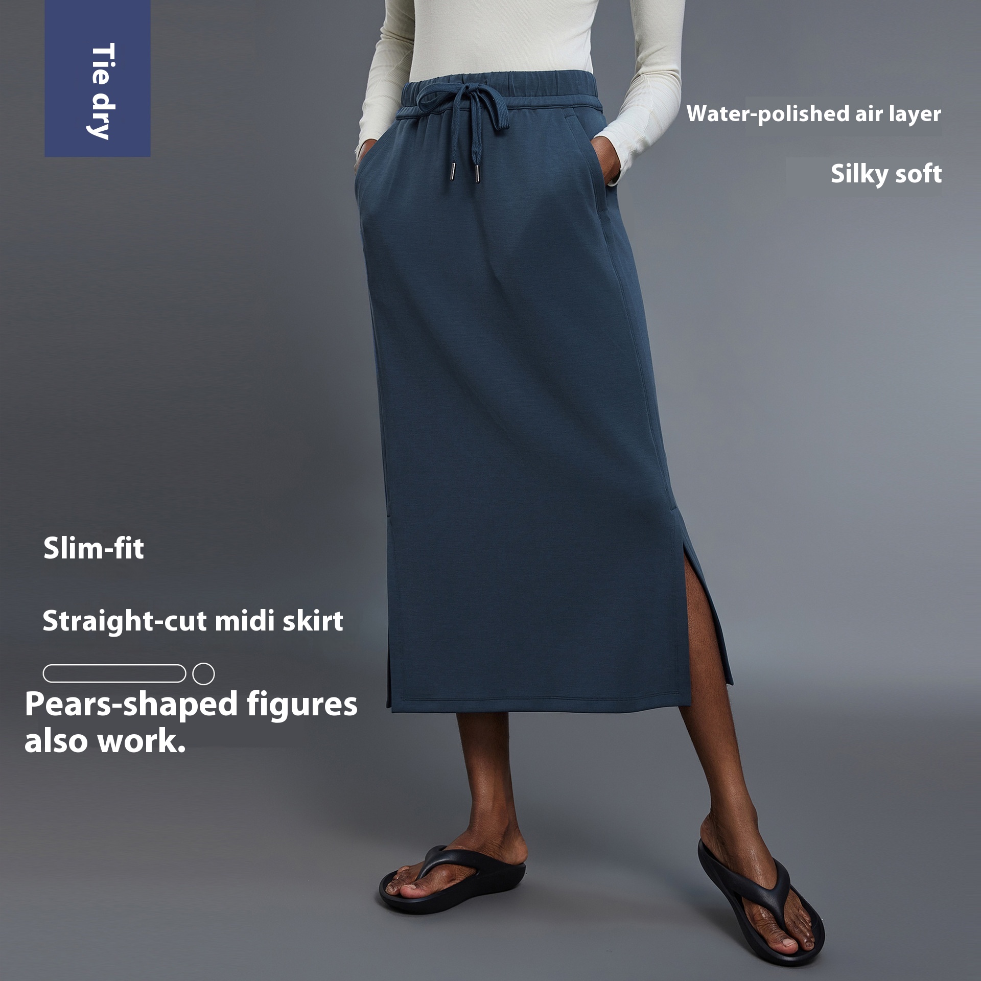 Women's Fashion Casual Mid-Length Sports Skirt Breathable Summer Style Slit Slimming Straight Natural Waistline Solid Woven