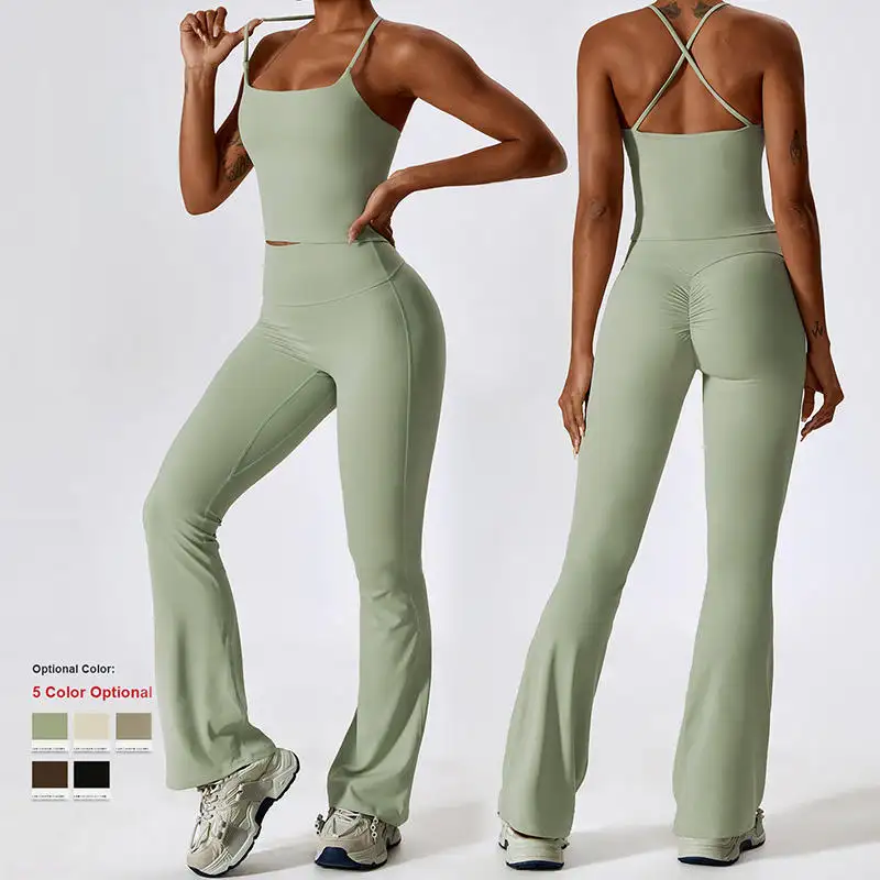 Custom OEM 2024 New Women Gym Fitness Clothing Yoga Set High-waisted Leggings Long Sleeves Sports Bra Crop Top Fitness Gym Set
