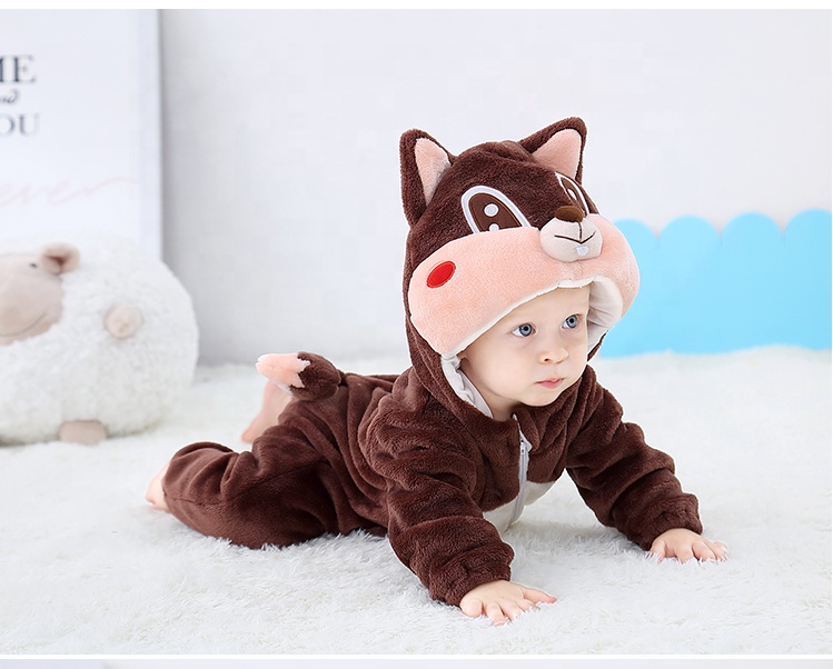 Michley 3D Cartoon Wholesale Baby Rompers Newborn Outdoor Clothing Autumn and Winter Thicker Baby Onesies Clothes