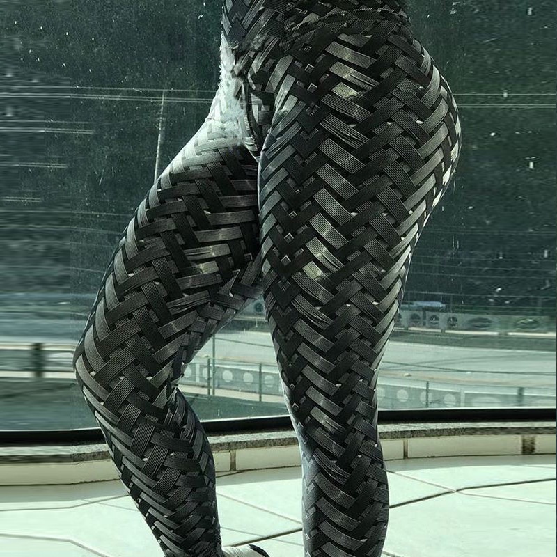 New Fashion 3D Pattern Print Reflective Woven Leggings Breathable Yoga Pants for Spring Sizes XL and 3XL Available