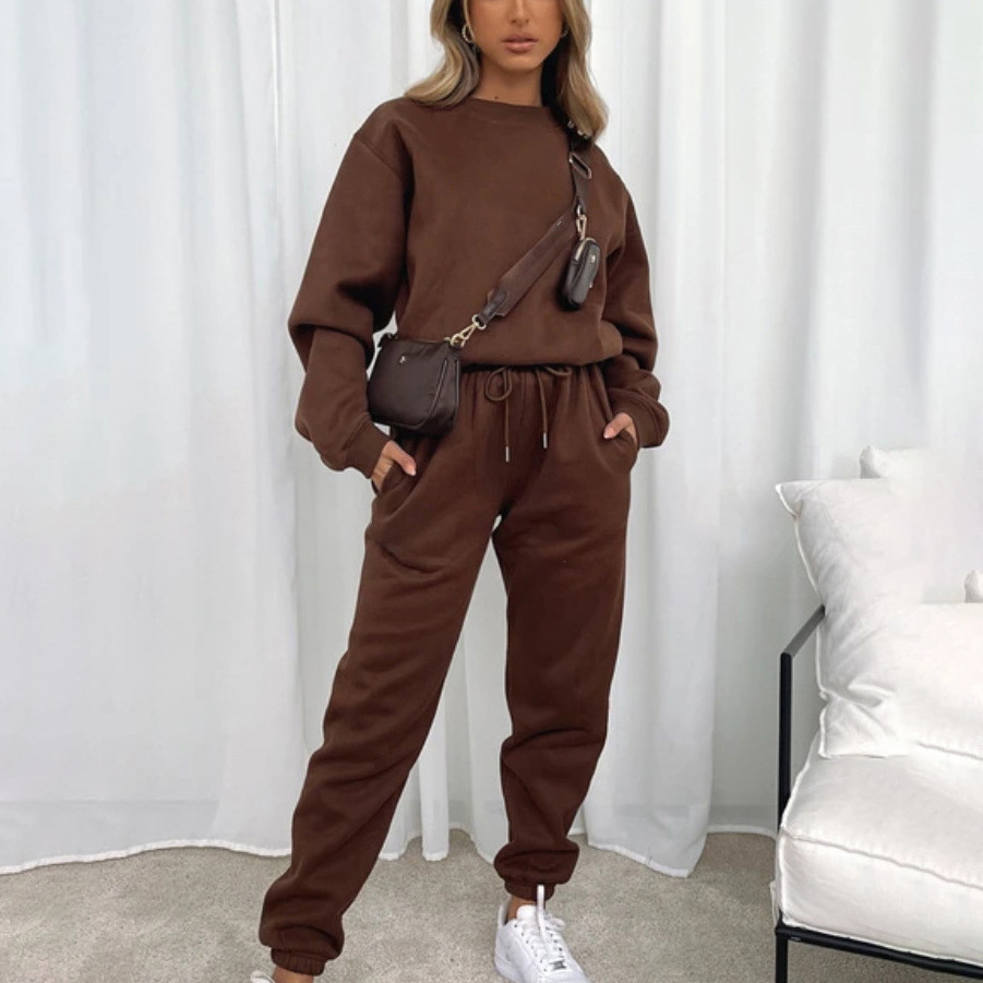 RUIQUWIN Women's Fashion Casual Long Sleeve Set Autumn High Quality Solid Color Neck Pullover Maternity Eco-Friendly Heavyweight