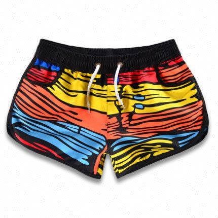 Unisex Summer Quick Dry Anti-Bacterial Beach Shorts Elastic Waist Pockets Spandex/Polyester Printed Surf Board Swimwear for