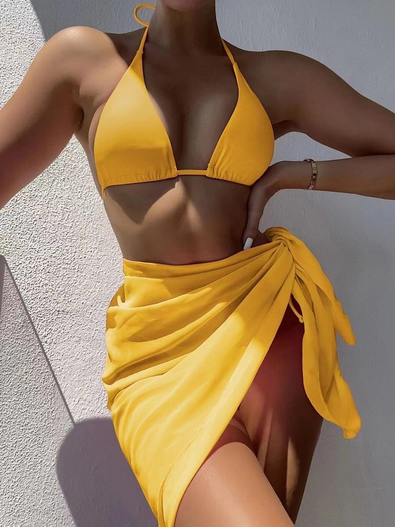 Wholesale Swimsuit Beachwear Fashion Sexy Bikini Set Solid Color Beach Swimwear for Women