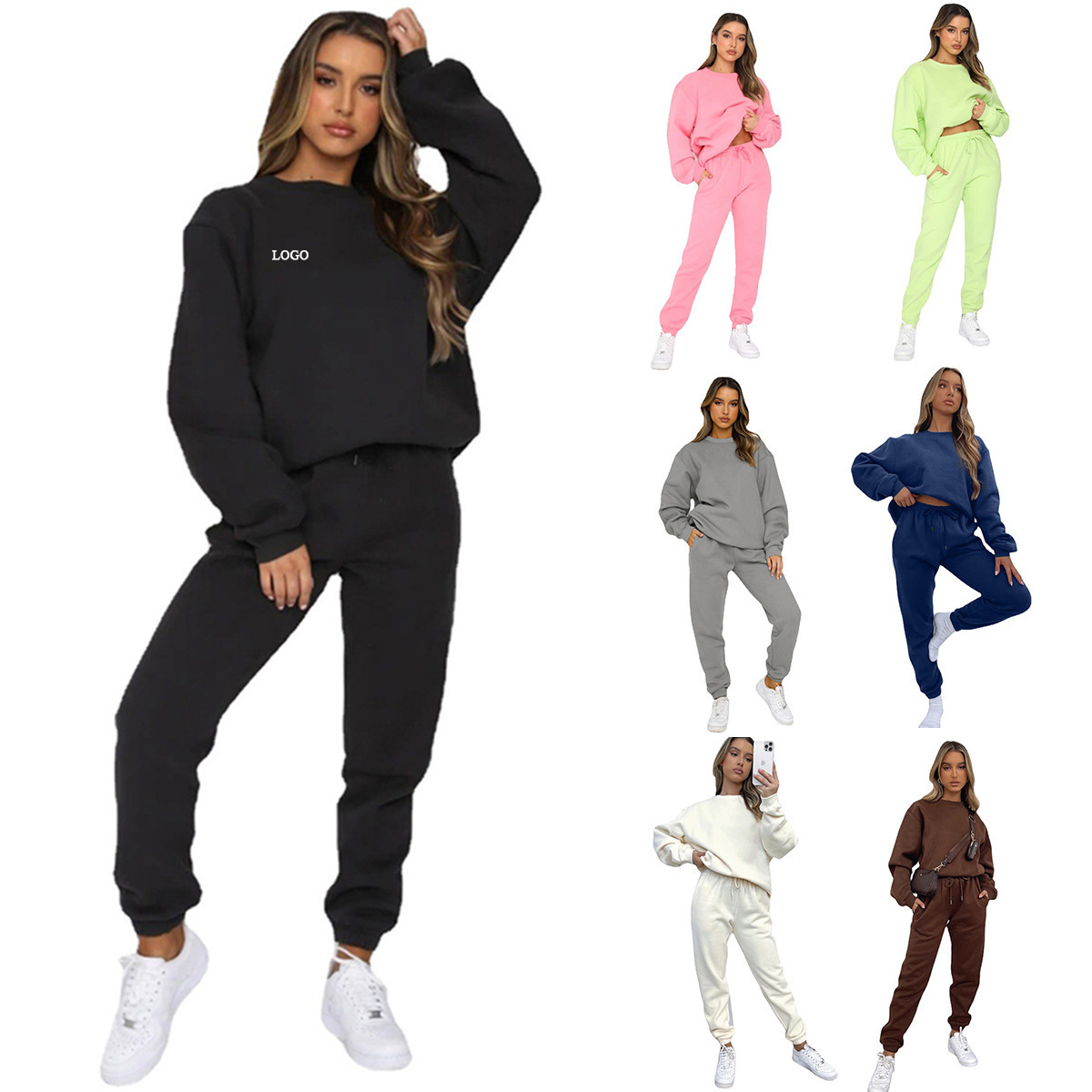 RUIQUWIN Women's Fashion Casual Long Sleeve Set Autumn High Quality Solid Color Neck Pullover Maternity Eco-Friendly Heavyweight