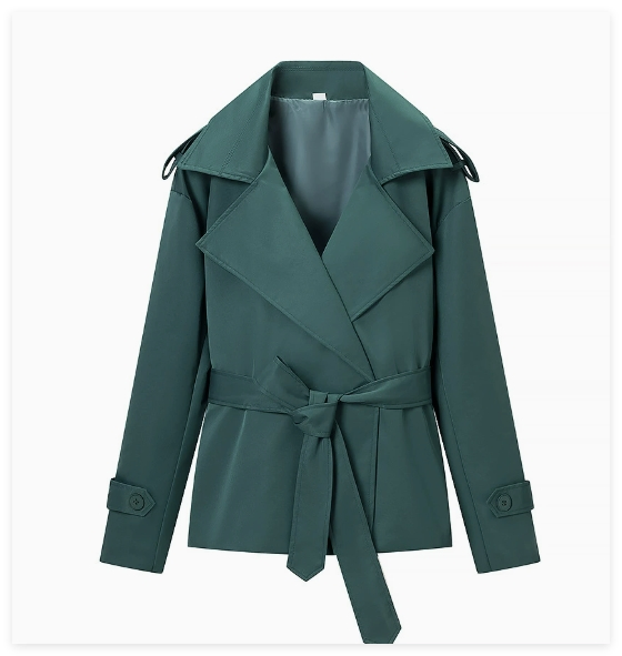 Petite Minimalist Design Short Trench Coat Double-Breasted Women's Custom Workplace Versatile Outerwear