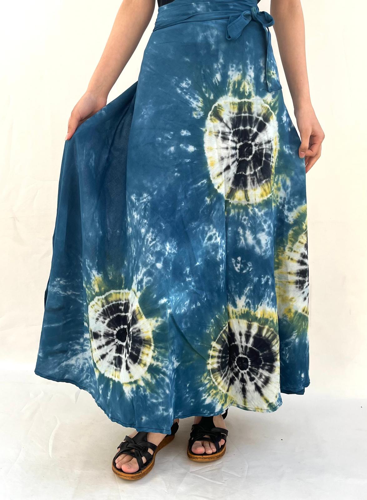 High Quality 100% Viscose Women's Sunburst Print Summer Beach Ethnic Wrap Casual Soft Eco-Friendly Breathable Quick Dry Skirt
