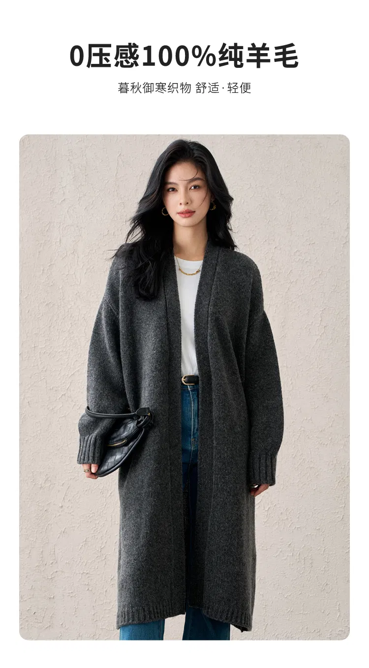 Long Style Pure Wool Knitted Outerwear details view 2