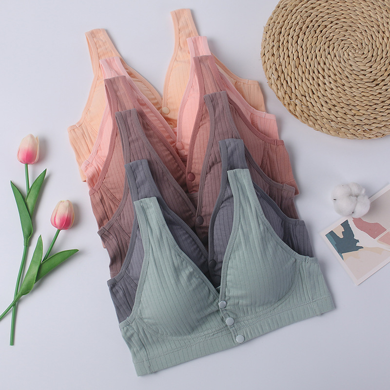 1018# Girls Plus Size Cotton Breastfeeding Bra Vest Maternity Bra Open Front No Underwire Women Knitted Pregnancy Clothing