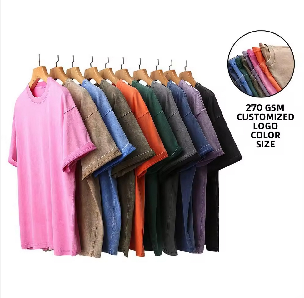 Wholesale Oem 100Cotton Mens Oversized Tshirt Dtg Print Tee Logo T-shirt Heavyweight Stone Acid Washed Vintage Custom T Shirt