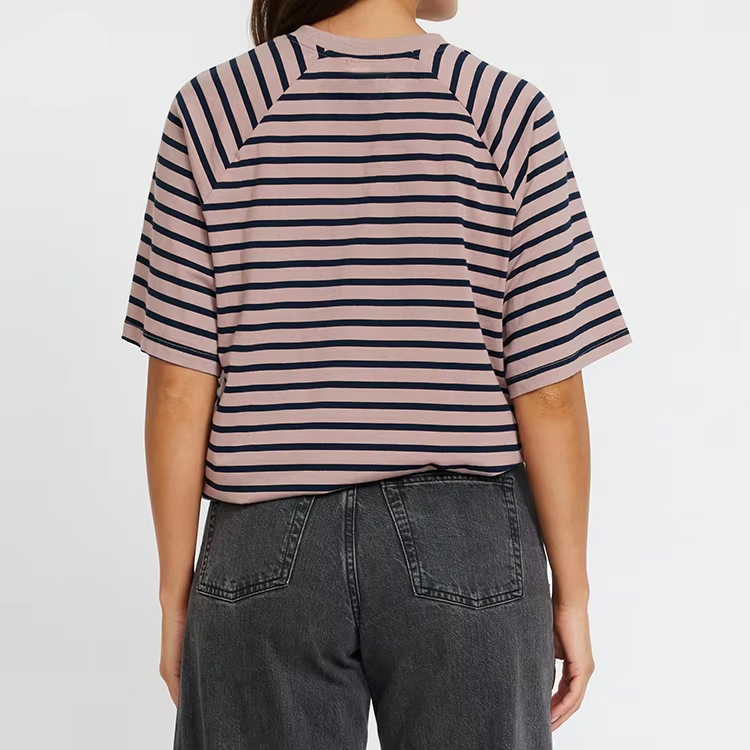 Eco-friendly Nursing Shirts Cotton Oversized Stripe Breastfeeding T-Shirt Maternity Clothing for Pregnant Women