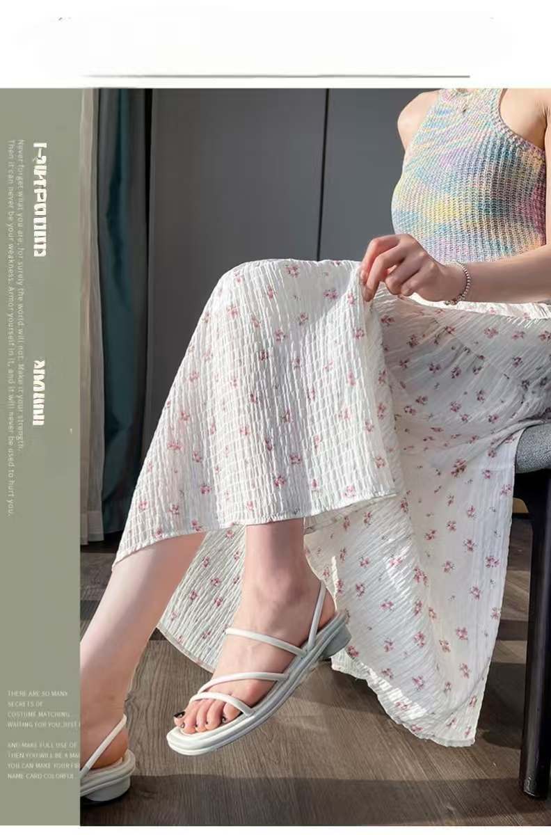 French Floral Embroidery Women's Midi Skirt Spring Summer 2025 New Fashion High Waist Slim Breathable Versatile Big Swing a Line
