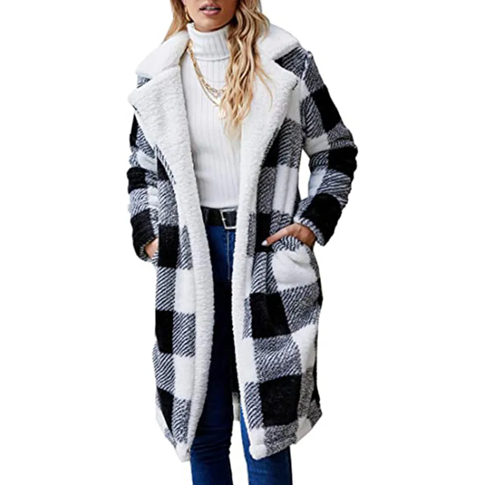 Women's Fashion Winter Coats Fuzzy Sherpa Fleece Long Hooded Jackets Button Down Faux Fur Warm Outerwear