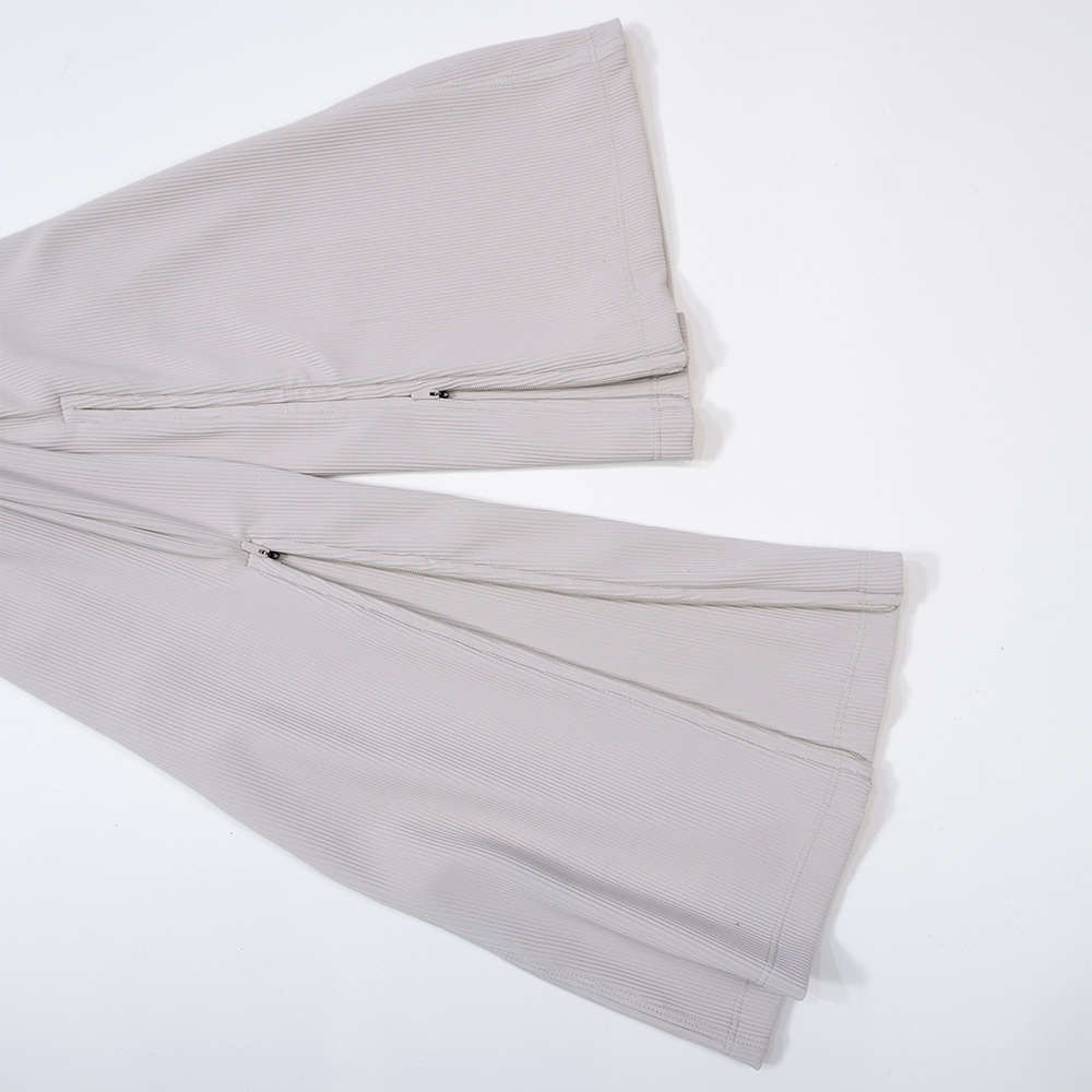 Women's Comfortable High-Waisted Flared Pant with Softstreme Ribbed Zipper Elastic Waist Closure Flat Front Active Trousers