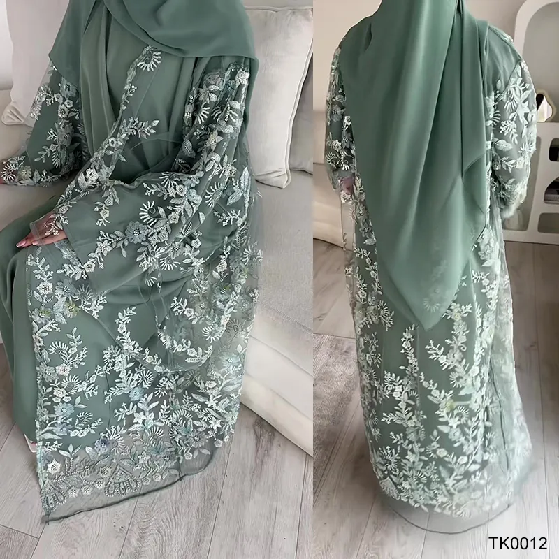 Wholesale Lace Flower Beaded Abaya for Modest Fashion