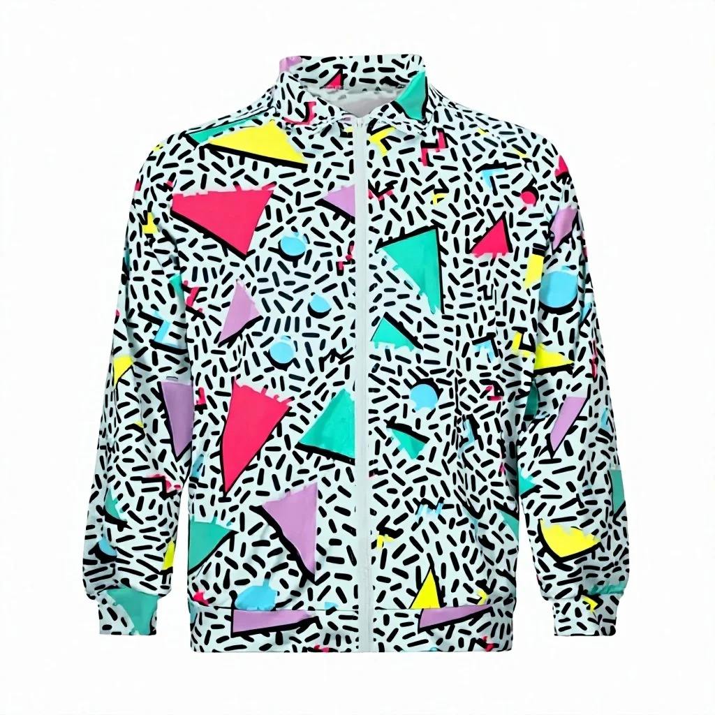 Unisex Geometric Pattern 100% Nylon Breathable Printed Drawstring Closure Sportswear Streetwear Long Sleeve