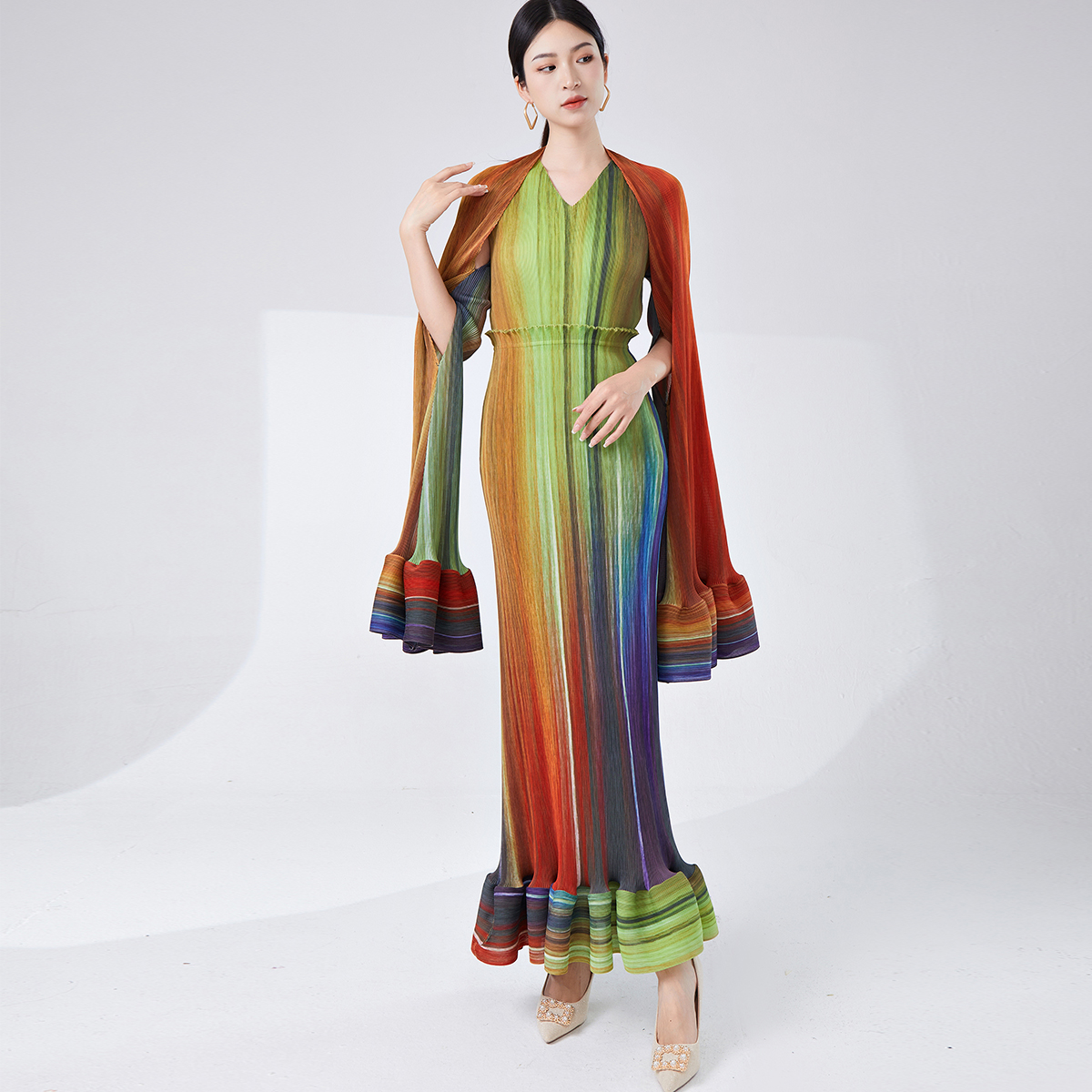 High Quality Eco-Friendly Vintage Ruched Woven Maxi Elegant Two Piece Dresses Set for Women Long Party Evening