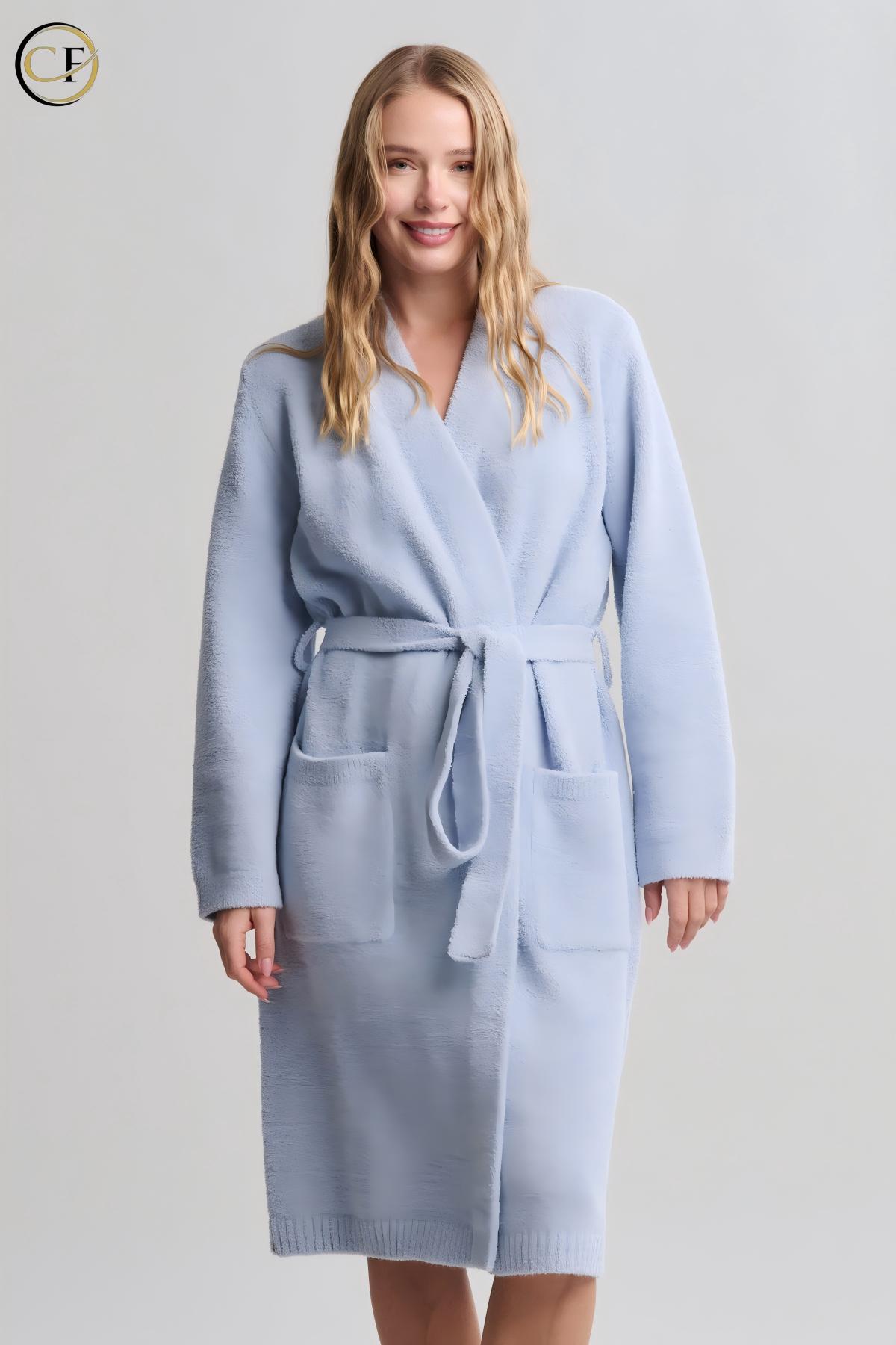 Elegant Lady's Full-Length Modal/Cotton Robe Warm Sleepwear with Breathable Soft Fabric Comfortable Loose Fit for Home Hotel Use