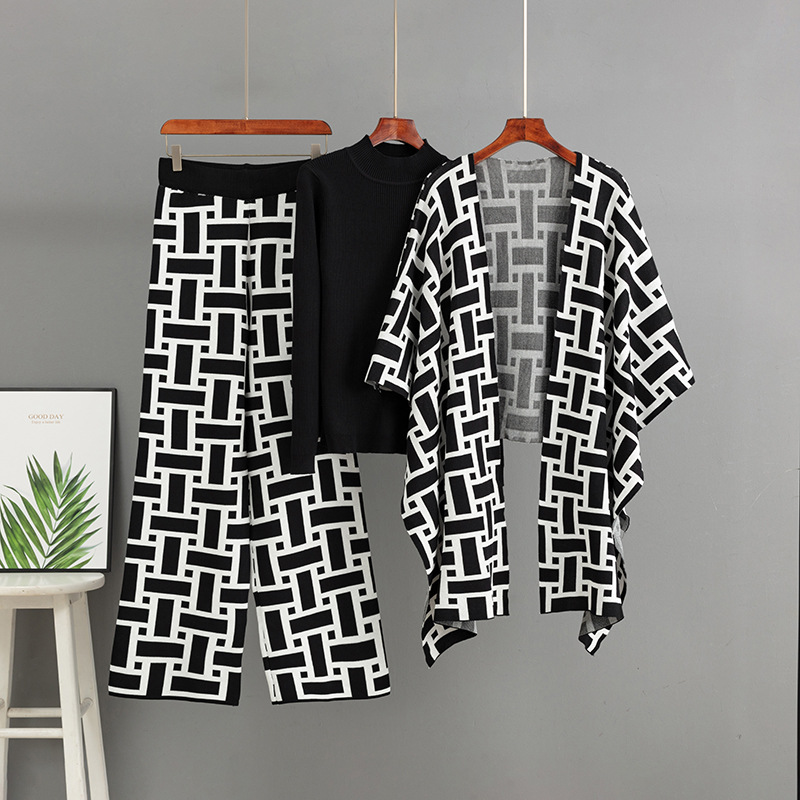 Custom 2 Piece Set Women Knit Pullover Cardigan Shawl Sweater Long Loose Pant Clothing Manufacturer