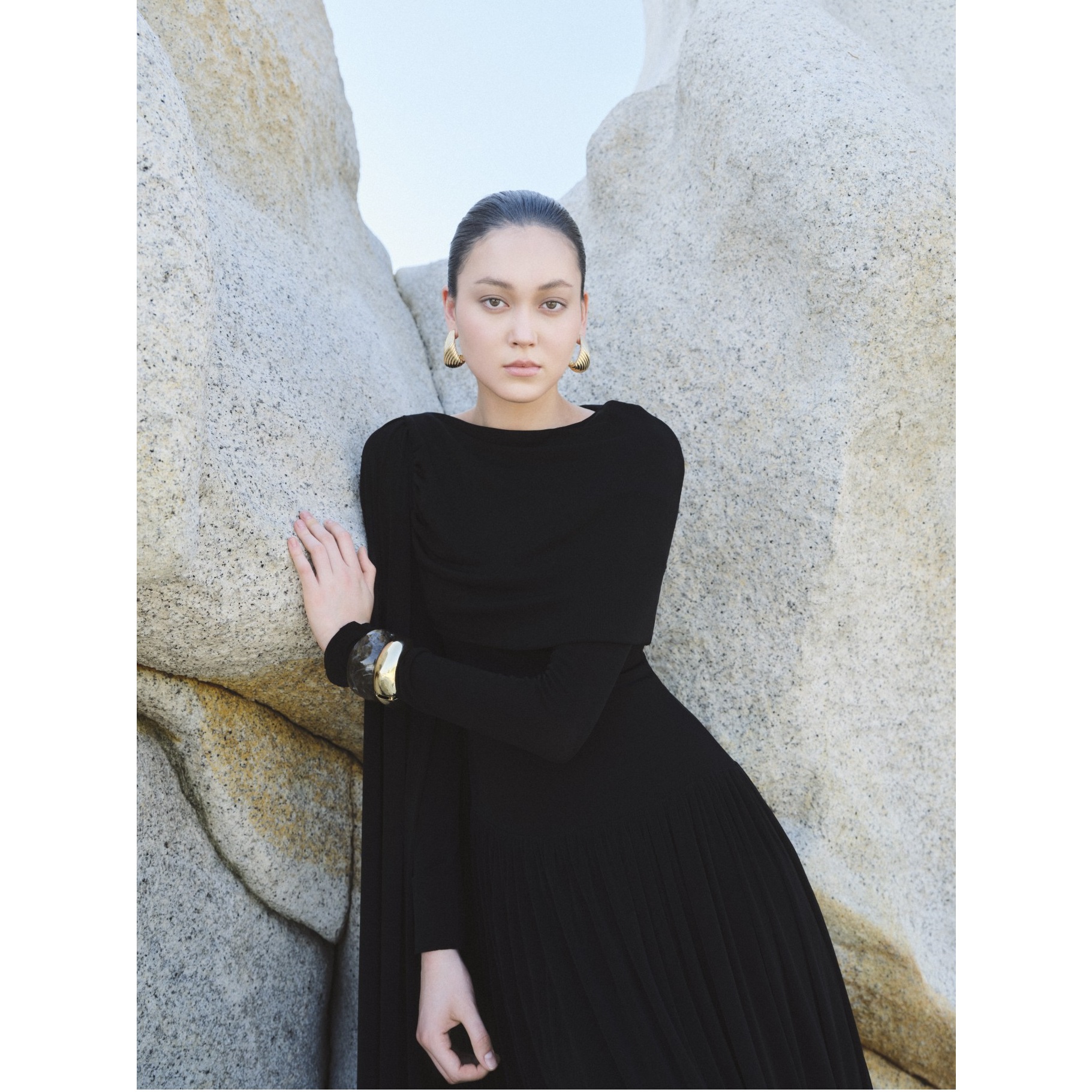 Wholesale Evening Dresses Elegant DANNY DRAPED LONG DRESS Long Sleeve 95% Acetate 5% Spandex Long Sleeve Womens Dresses