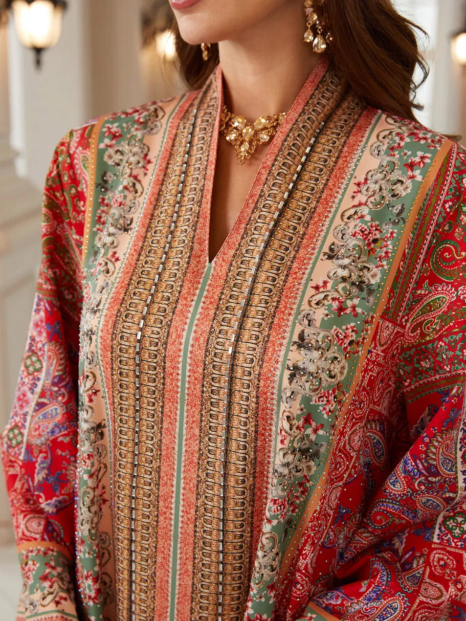 Hot Wholesale Lace Flower Beaded Abaya for Modest Fashion