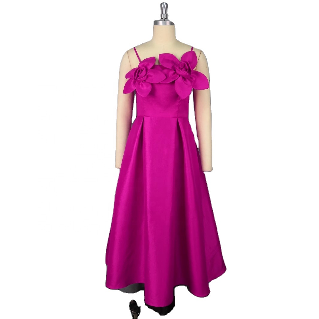 Summer New Women's Party Casual A-Line Midi Dress with Halter Neck Floral Pattern and Breathable Fabric