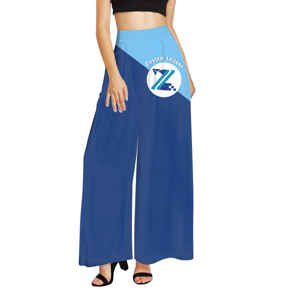 Women's Fall Summer Fashion Baggy Palazzo Pants Custom Pattern Print Polynesian Hawaiian Wide Leg Oversized Trousers Chiffon