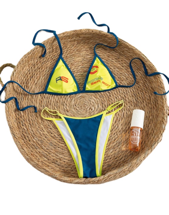 OB2389 Customized Yellow Swimwear Beachwear Luxury Women 2 Piece Set Bikini Beachwear for Women