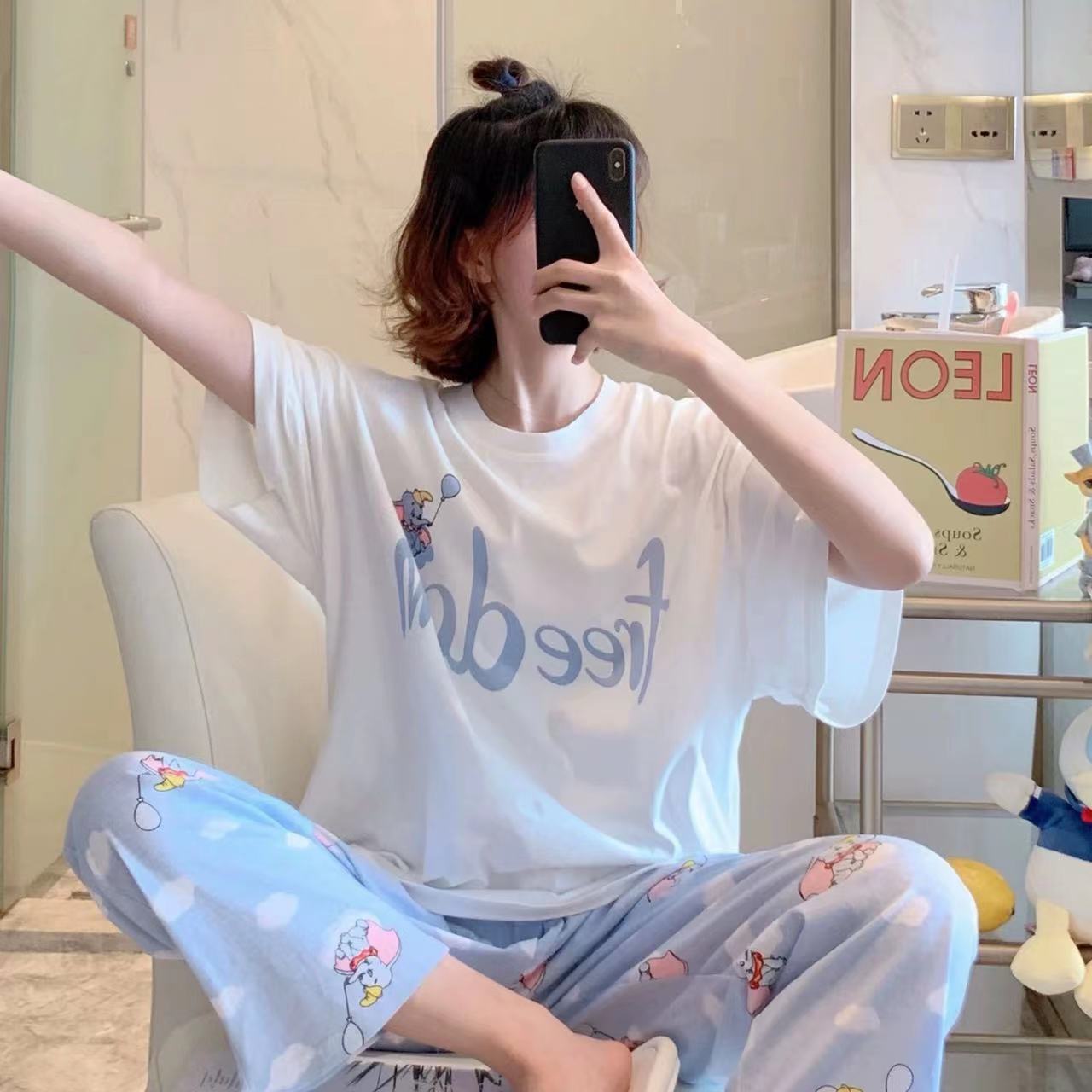 Wholesale Summer Women's Pajamas Large Size Home Wear 2 Piece Milk Silk Casual Loose Sleepwear